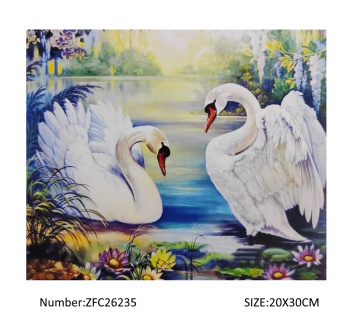 Алмазная мозаика арт. ZFC26235 Пара лебедей 30*20 полная выкладка на подрамнике