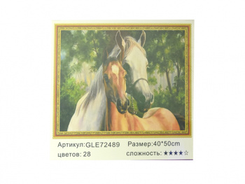 Алмазная мозаика арт. GLE72489 Пара коней 40*50 полная выкладка на подрамнике