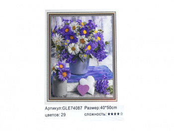 Алмазная мозаика арт. GLE74087 Букет полевых цветов 40*50 полная выкладка на подрамнике