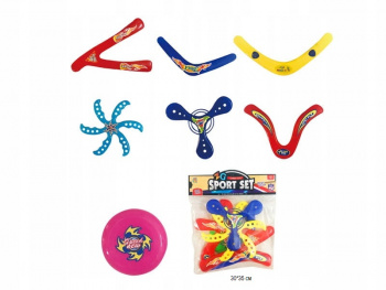 Бумеранг арт. 209371 Набор 7в1: тарелка, метательные диски в пак.