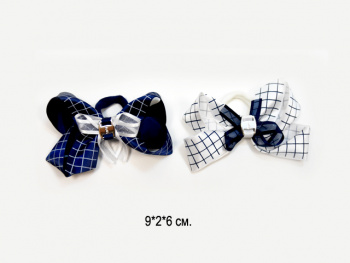Бант  арт. 552-7 С бантом шелковый клетка на резинке на листе