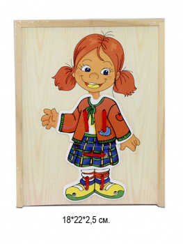 Деревянная игрушка арт. 13685R-1" Шнуровка "Девочка" в пленке Деревянная игрушка арт. 13685R-1" Шнуровка "Девочка" в пленке