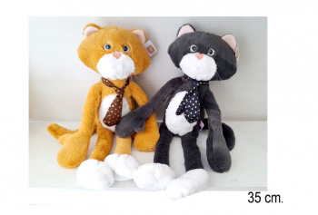 им Кот арт. 07-20 Длинные лапы в галстуке 35 см 2 цвета в пак.