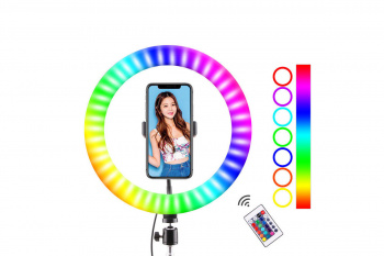 Кольцо осветитель арт. WH26-1 RGB LED d 26 см без штатива в кор. Кольцо осветитель арт. WH26-1 RGB LED d 26 см без штатива в кор.