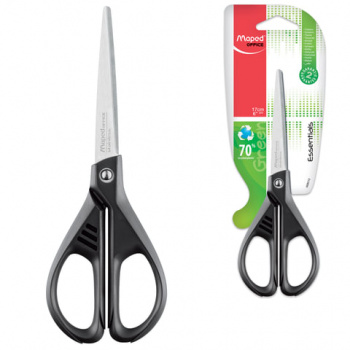 Ножницы MAPED (Франция) "Essentials Green", 170 мм, черные, картонная упаковка с европодвесом, 46701 Ножницы MAPED (Франция) "Essentials Green", 170 мм, черные, картонная упаковка с европодвесом, 46701