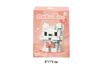 Конструктор арт. M94-805-802 Микро Кот белый с галстуком-бабочкой 112 дет. в кор.