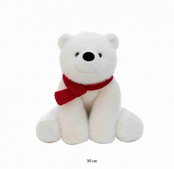 им Медведь арт. YE250508-6 Белый в красном вязаном шарфе 30 см в пак.)