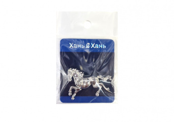 Брошь арт. 023038-2 Лошадь бежит серебро 1 шт. в пак. (6 шт.)