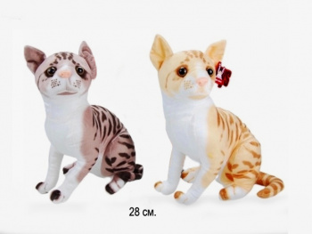 им Кот арт. 90223-15 Реалистичный сидит цвет рыжий, коричневый 28 см в пак.=