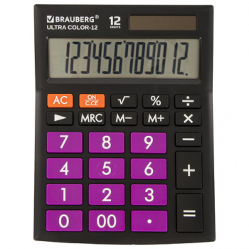 Калькулятор настольный BRAUBERG ULTRA COLOR-12-BKPR (192x143 мм), 12 разрядов, двойное питание, ЧЕРН Калькулятор настольный BRAUBERG ULTRA COLOR-12-BKPR (192x143 мм), 12 разрядов, двойное питание, ЧЕРН