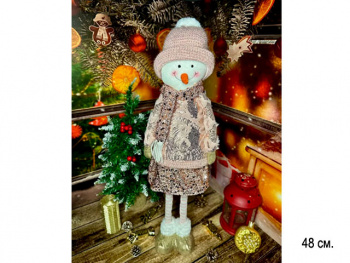 им Снеговик арт. W6907AB-1-601 Девочка в розовом костюме с пайетками 48 см в пак.