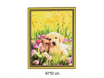 Алмазная мозаика арт. HWA2894 Щенок с кроликом 40*50 полная выкладка на подрамнике Алмазная мозаика арт. HWA2894 Щенок с кроликом 40*50 полная выкладка на подрамнике
