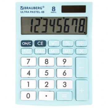 Калькулятор настольный BRAUBERG ULTRA PASTEL-08-LB, КОМПАКТНЫЙ (154x115 мм), 8 разрядов, двойное пит Калькулятор настольный BRAUBERG ULTRA PASTEL-08-LB, КОМПАКТНЫЙ (154x115 мм), 8 разрядов, двойное пит