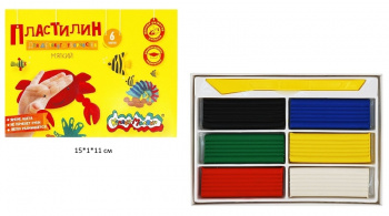 км_Пластилин мягкий арт. ПКМ06-П Каляка-Маляка ДЛЯ ДЕТСКОГО ТВОРЧЕСТВА 6 цв. 90 г ассорти со стеком