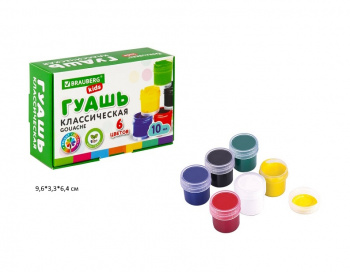 кс_Гуашь арт. 192374 BRAUBERG KIDS "NEW" 6 цветов по 10 мл