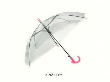 Зонт детский арт. 402180 Прозрачный ручка цвета микс в пак.