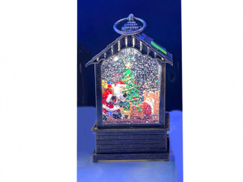 Фонарь Новогодний арт. DS2521-3-601 "Дед Мороз спешит с подарками" свет 21 см в кор.