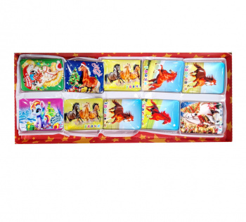 Магнит арт. 68-502 Лошадь прямоугольный 6,5*4,5 см с пожеланием ассорти Набор 10 шт. в кор.