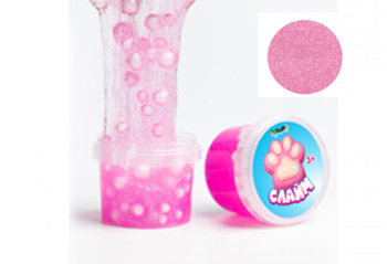 Слайм "СТЕКЛО" 90 гр с Малиновыми блестками с шариками