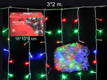 Гирлянда электр. арт. 16501-1 "Водопад" цветная 3х2 м в кор.