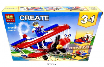 Конструктор арт. 11045 Транспорт 3 в 1 206 дет. в кор._