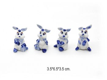 Фигурка фарфоровая арт. 2013-601 Зайка гжель (4шт.) в пак. Фигурка фарфоровая арт. 2013-601 Зайка гжель (4шт.) в пак.