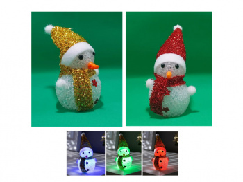 Снеговик арт. 64757-601 В колпаке и шарфе свет. (12 шт.) в пак.