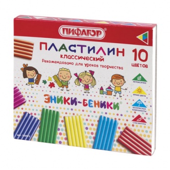 кс_Пластилин арт.100972 ПИФАГОР"ЭНИКИ-БЕНИКИ",10 цветов, 200г, со стеком,картонная упаковка кс_Пластилин арт.100972 ПИФАГОР"ЭНИКИ-БЕНИКИ",10 цветов, 200г, со стеком,картонная упаковка