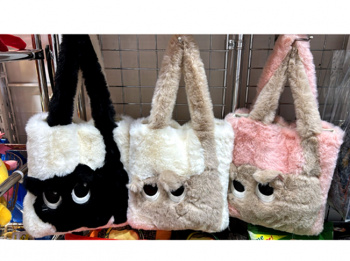 Сумка арт. 600-209 Меховая шоппер, цвета микс в пакете 