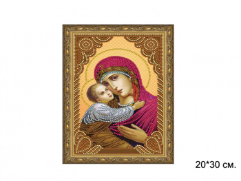 Алмазная мозаика арт. CDX021 Икона Владимирская Бож. Матери 20*30 неполная выкладка на подрамнике