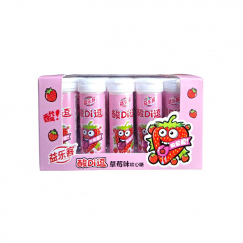 Конфета арт. 660671-2 Жевательная "Клубника" 12 г в тубе 20 шт. в розовой кор.