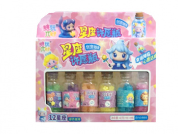 Конфета арт. 763412-1/ Драже "Звездочки" Гороскоп в бутылке 6в1 42 г 8шт. в голубой кор. с русалкой*