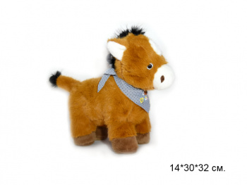 им Лошадь арт. 89038-1-209 Рыжая с белой мордой и черной гривой 30*32 см в пак.