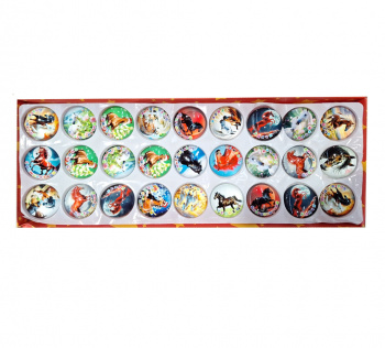 Магнит арт. 35-502 Лошадь круглый 3,5 см стекло с пожеланием ассорти Набор 27 шт. в кор.