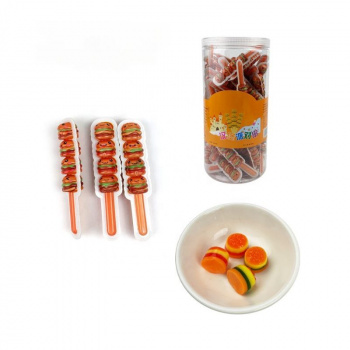 Мармелад арт. 170943 "Гамбургер" на палочке 10 г 50 шт. в банке Мармелад арт. 170943 "Гамбургер" на палочке 10 г 50 шт. в банке