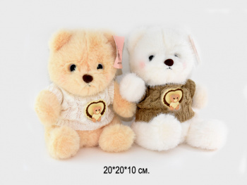 им Собака арт. 209182 С брошью-медвеженком 20 см цвета микс в пак.