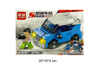 Конструктор арт. K0390-7 Автомобиль 107 дет. в кор.•