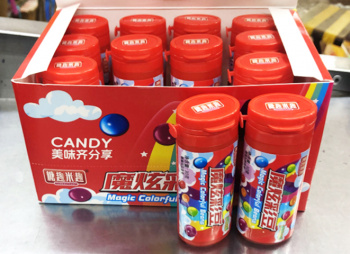 Конфета арт. 130125/51017 Драже разноцветное в красной банке 12 шт. упак.*