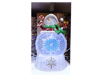 Фонарь Новогодний арт. 25017B-502 Карусель "Снеговик" свет, музыка, на бат., USB 24 см в кор.