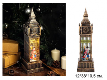 Фонарь Новогодний арт. 2106AB-2-601 "Снеговик и дети" свет, музыка, USB в кор.