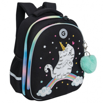 Ранец GRIZZLY анатомическая спинка, c брелоком, для девочек, RAINBOW CAT, 36х28х20 см, RAz-486-2/1 Ранец GRIZZLY анатомическая спинка, c брелоком, для девочек, RAINBOW CAT, 36х28х20 см, RAz-486-2/1