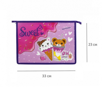кс_Папка для тетрадей арт. 272139 ЮНЛАНДИЯ А4, 1 отделение пластик на молнии "Candy friends"