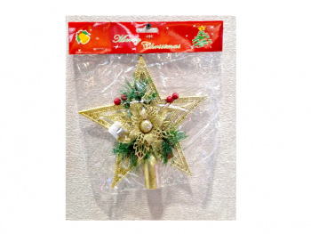 Верхушка арт. 25DH16-502 Звезда золотая с цветком в пак. Верхушка арт. 25DH16-502 Звезда золотая с цветком в пак.