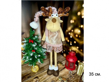 им Олень арт. W6814AB-2-601 Девочка в розовом костюме с пайетками 35 см в пак.