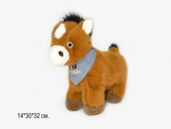 им Лошадь арт. 89038-1-209 Рыжая с белой мордой и черной гривой 30*32 см в пак.