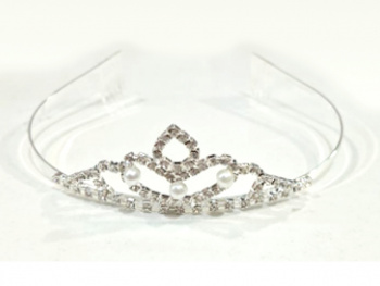 Диадема арт. DP-23C-045-709 Стразы серебро с жемчугом 1 шт. в пак. (24 шт.)