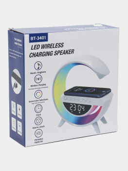 Светильник арт. BT-3401/15778-14 RGB G-Smart Белый с колонкой, часами, беспроводной зарядкой в кор._ Светильник арт. BT-3401/15778-14 RGB G-Smart Белый с колонкой, часами, беспроводной зарядкой в кор._