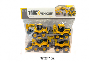 Набор машин арт. 698-3 Строительная техника пластик 4 вида в пак.• Набор машин арт. 698-3 Строительная техника пластик 4 вида в пак.•