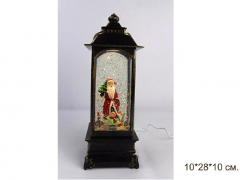 Фонарь Новогодний арт. D8029-2-1-601 "Хоровод. Дед Мороз с елочкой" свет, музыка, USB в кор.