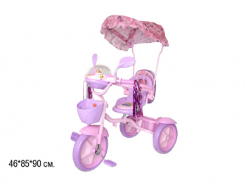 Велосипед 3-х колесн. арт. 3127 Розовый с крышей 